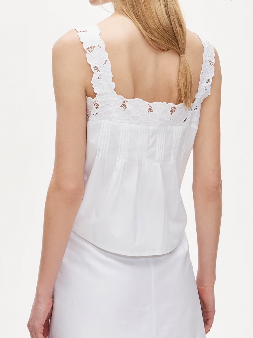 j Crew Lace trim compact poplin tank white XS - Picture 3 of 4